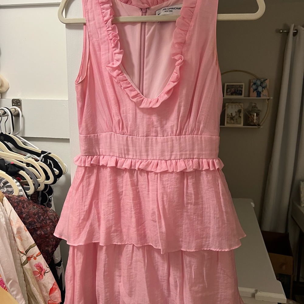 Amanda Uprichard Pink Ruffle Mini Dress